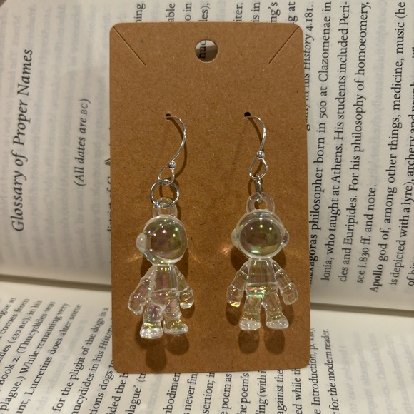 Astronaut Iridescent Sterling Silver Ball Hook Earrings NWT - Picture 3 of 6